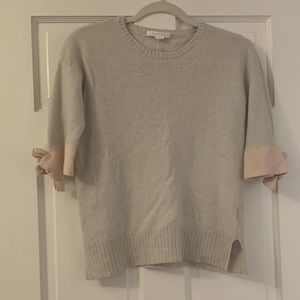 Duffy gray and pink 3/4 sleeve cashmere sweater